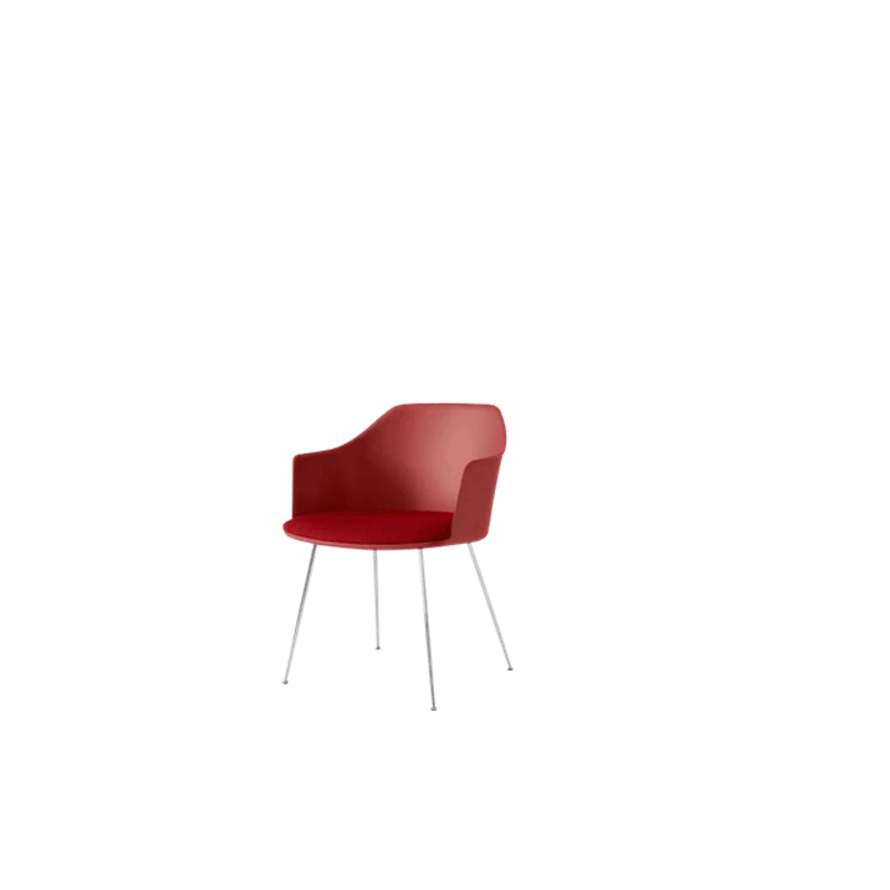 Rely HW34 Spisebordsstol Med Armlæn Polstret Sæde Vermilion Red/Krom/Vidar 0556