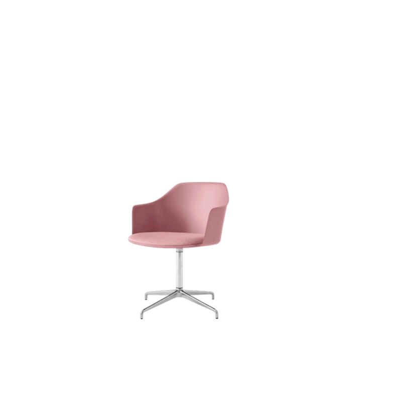 Rely HW39 Spisebordsstol Med Armlæn Swivel Polstret Sæde Soft Pink/Aluminium/Vidar 0622