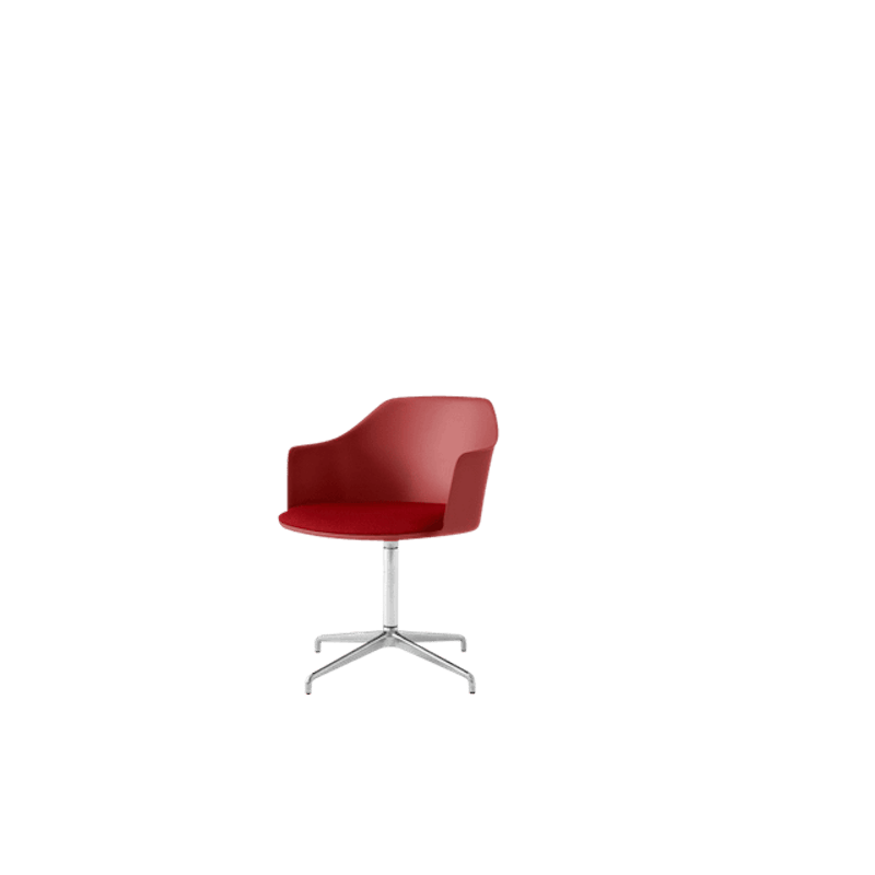 Rely HW39 Spisebordsstol Med Armlæn Swivel Polstret Sæde Vermilion Red/Aluminium/Vidar 0556