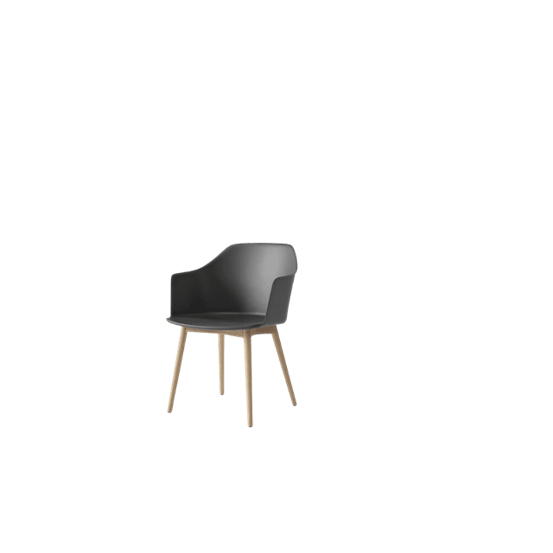 Rely HW76 Spisebordsstol Med Armlæn Stone Grey/Klarlakeret Eg