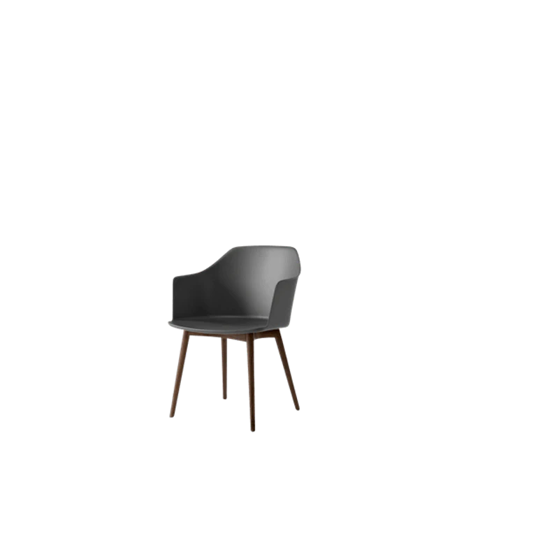 Rely HW76 Spisebordsstol Med Armlæn Stone Grey/Lakeret Valnød