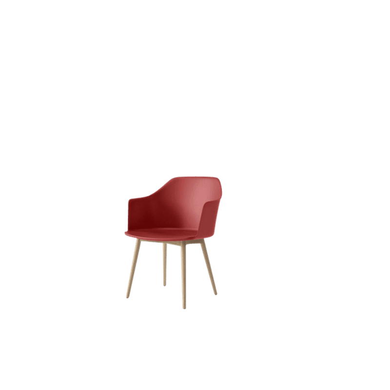 Rely HW76 Spisebordsstol Med Armlæn Vermilion Red/Klarlakeret Eg