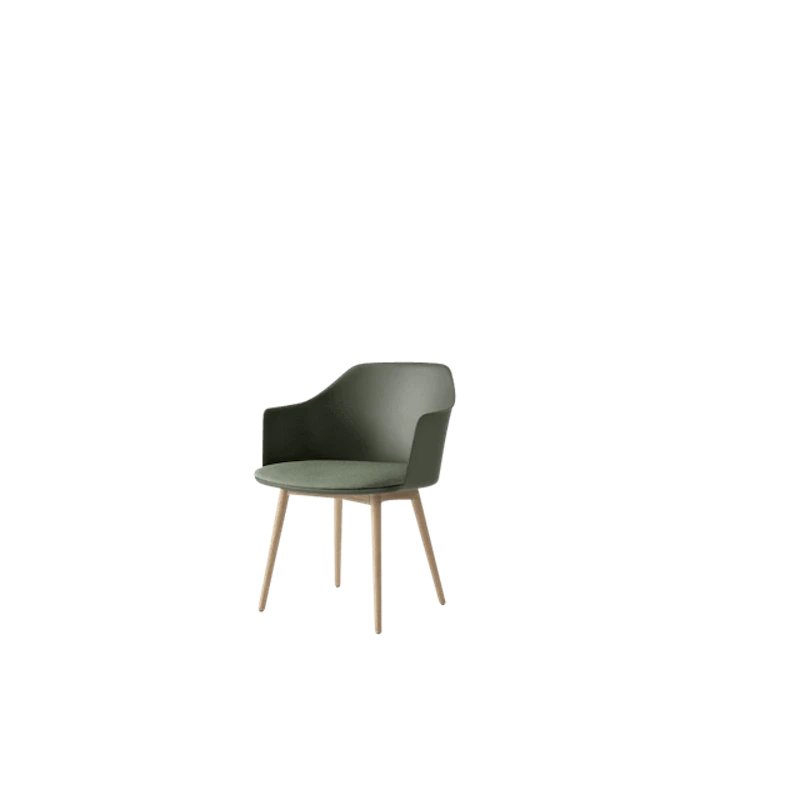 Rely HW77 Spisebordsstol Med Armlæn Polstret Sæde Bronze Green/Klarlakeret Eg/Canvas 0926