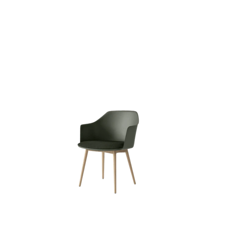 Rely HW77 Spisebordsstol Med Armlæn Polstret Sæde Bronze Green/Klarlakeret Eg/Vidar 0972