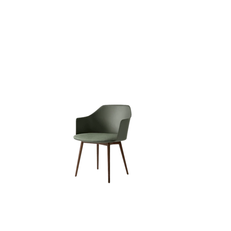 Rely HW77 Spisebordsstol Med Armlæn Polstret Sæde Bronze Green/Lakeret Valnød/Canvas 0926