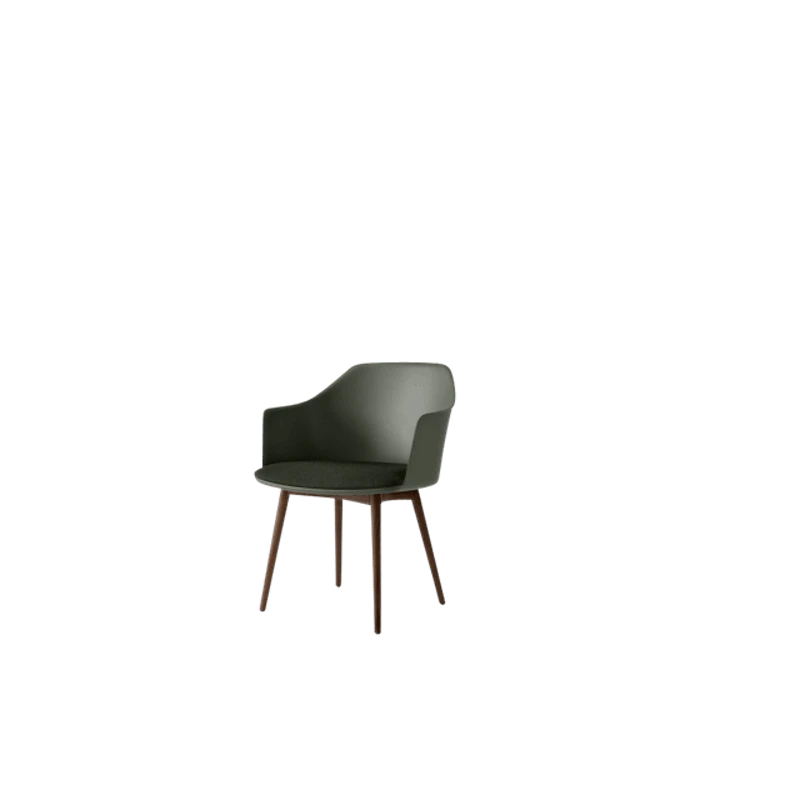 Rely HW77 Spisebordsstol Med Armlæn Polstret Sæde Bronze Green/Lakeret Valnød/Vidar 0972