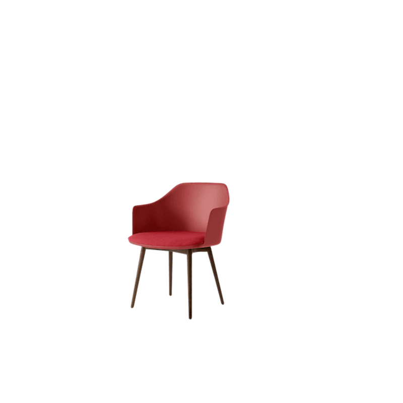 Rely HW77 Spisebordsstol Med Armlæn Polstret Sæde Vermilion Red/Lakeret Valnød/Hallingdal 680