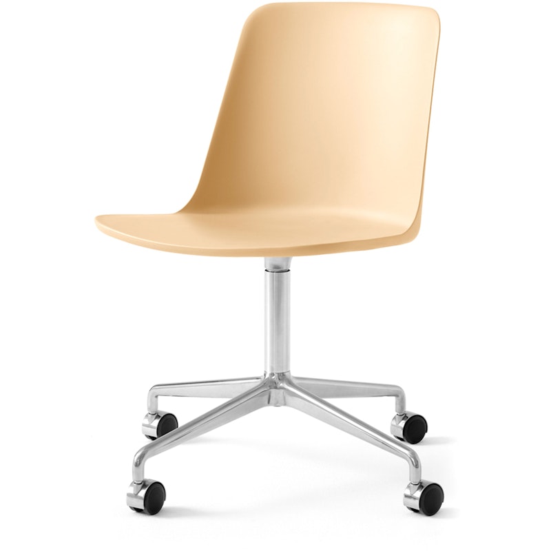 Rely Stol HW21 Swivel, Poleret Aluminium / Beige