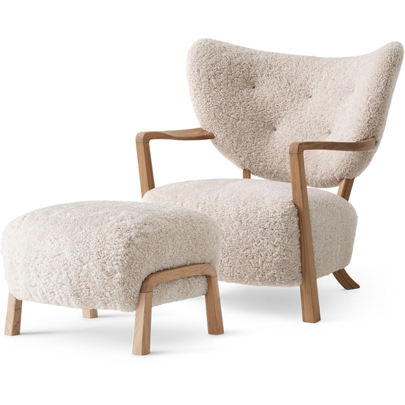 Wulff ATD2 Loungestol + Fodskammel, Eg/Sheepskin Moonlight