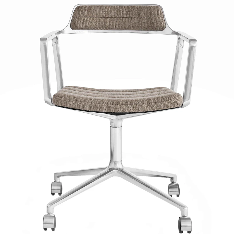 452 Drejestol med Hjul, Dark Sand / Poleret Aluminium