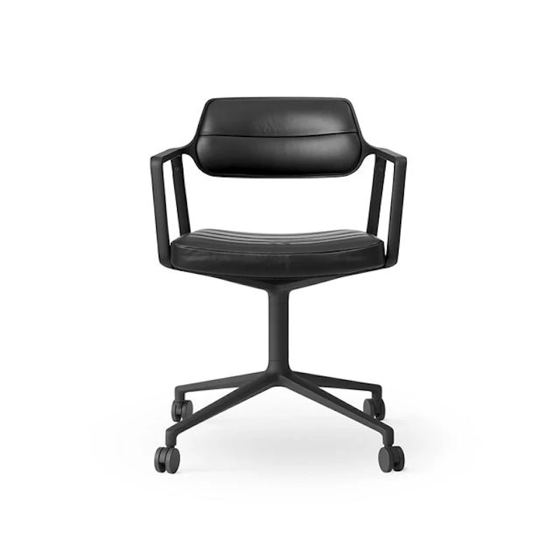 453 Swivel Drejestol Med Hjul Sort/Sort Læder