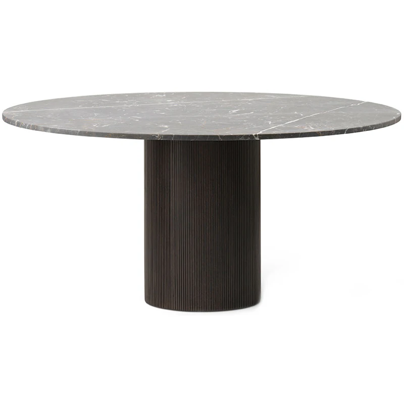 495 Bord Rund Ø150 cm, Grå Marmor / Mørk eg