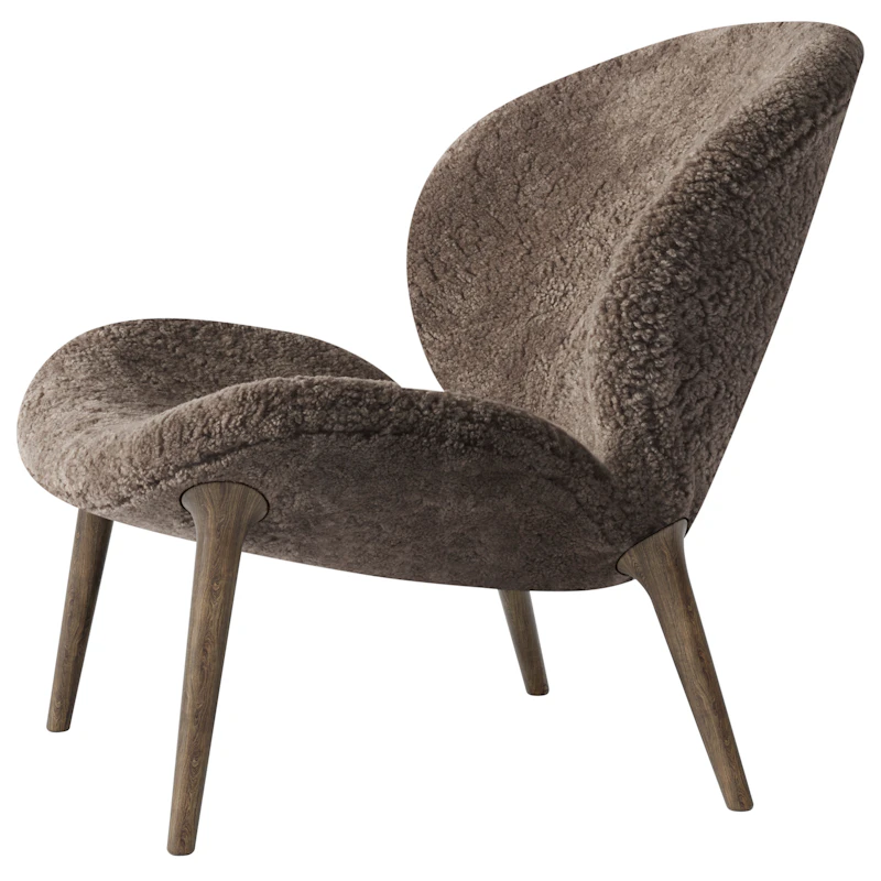 Lodge Lænestol Lav Ryg, Mørk Eg / Curly 07 Umber