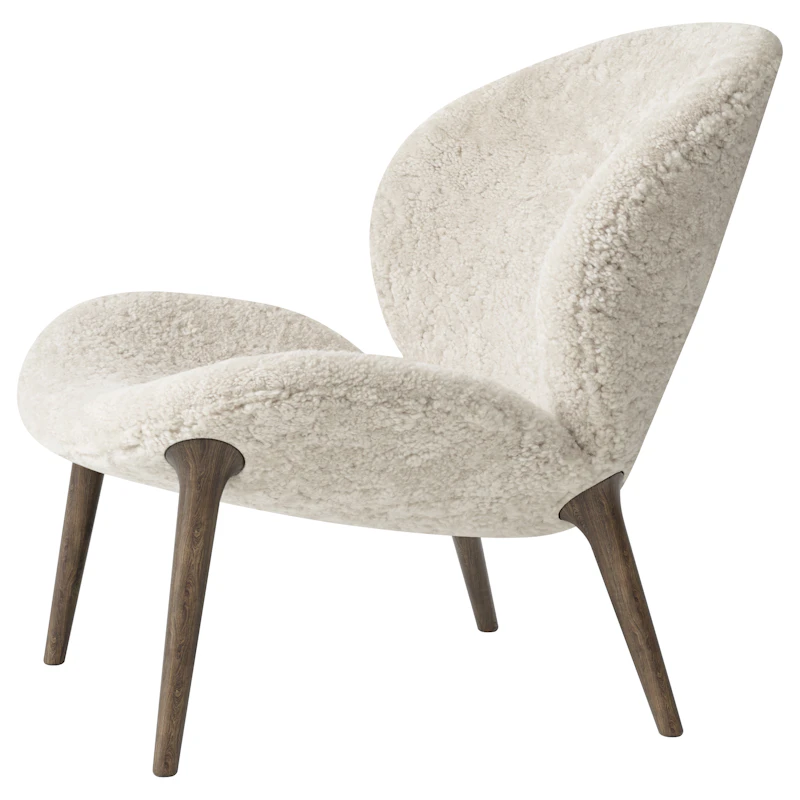 Lodge Lænestol Lav Ryg, Mørk Eg / Curly 09 Off-White