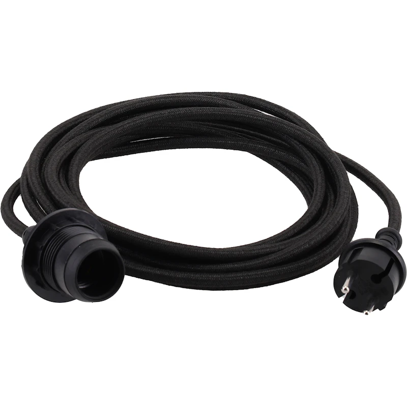 Kabelsæt Tekstil E27 Outdoor, Sort