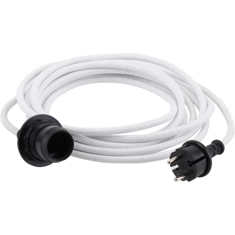 Kabelsæt Tekstil E27 Outdoor, Hvidt