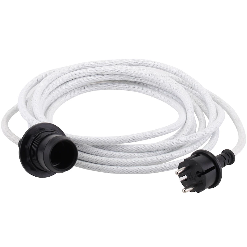 Kabelsæt Tekstil E27 Outdoor, Hvidt